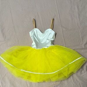 Weissman Yellow and White Dance Costume Sz 4/5